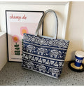 Elephant Rhombus Printed Canvas Tote Bag HB2049