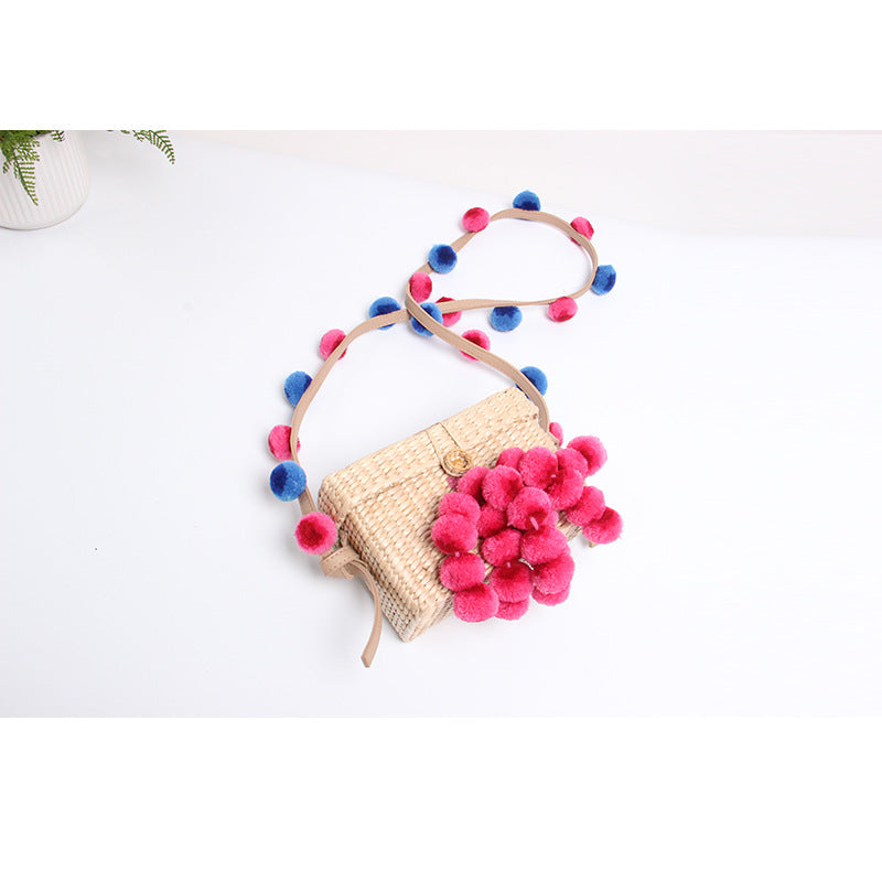 Pompom Straw Box Crossbody HB2178