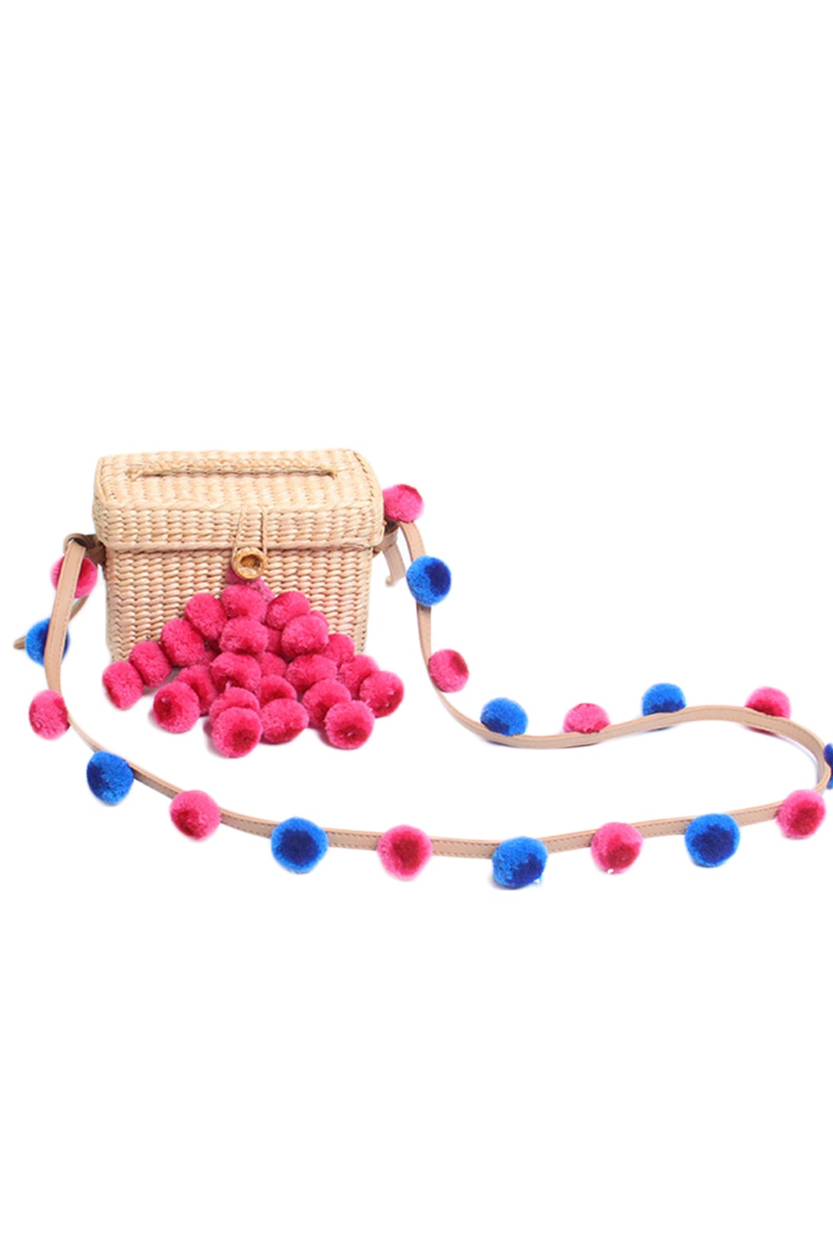 Pompom Straw Box Crossbody HB2178