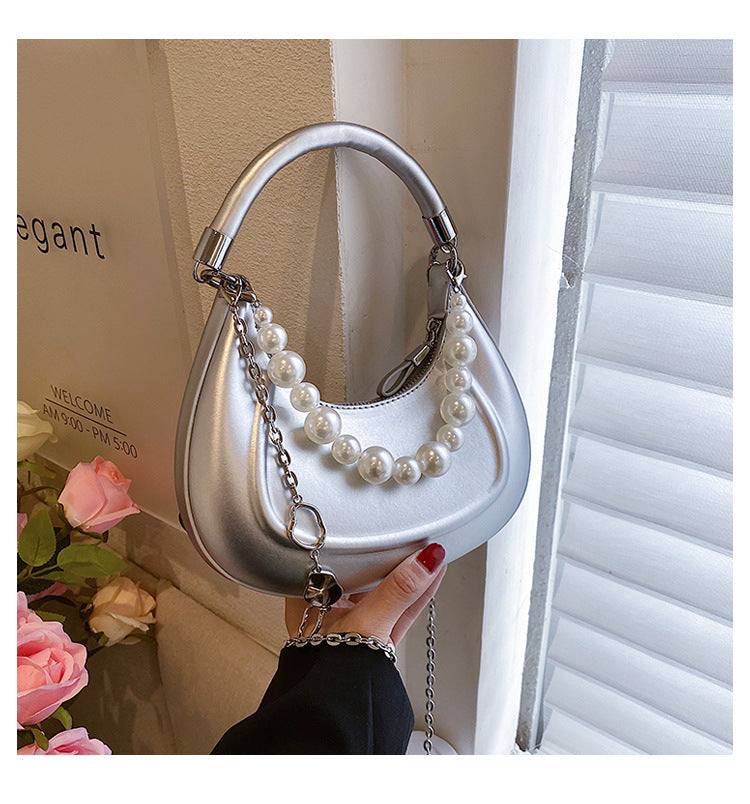 Moon Shaped Pearl Chain Bag HB2200