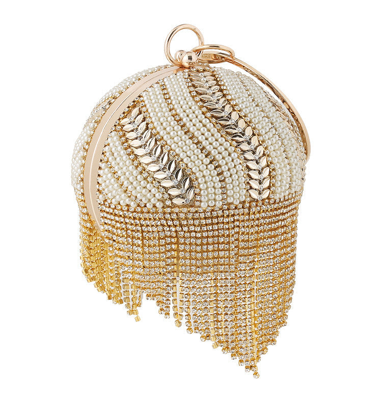 Tassel Rhinestone Pearl Ball Evening Bag HB2208