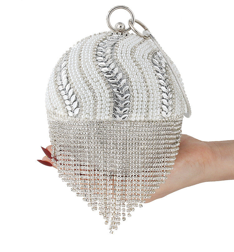Tassel Rhinestone Pearl Ball Evening Bag HB2208