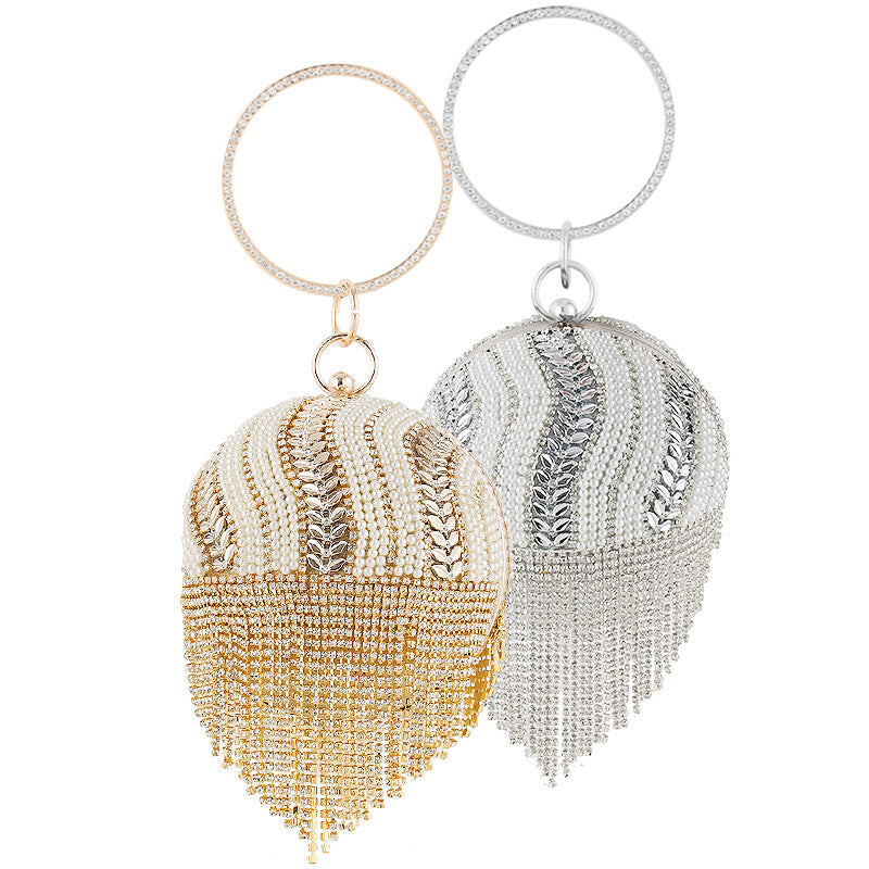 Tassel Rhinestone Pearl Ball Evening Bag HB2208