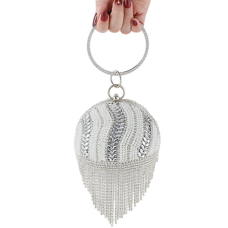 Tassel Rhinestone Pearl Ball Evening Bag HB2208