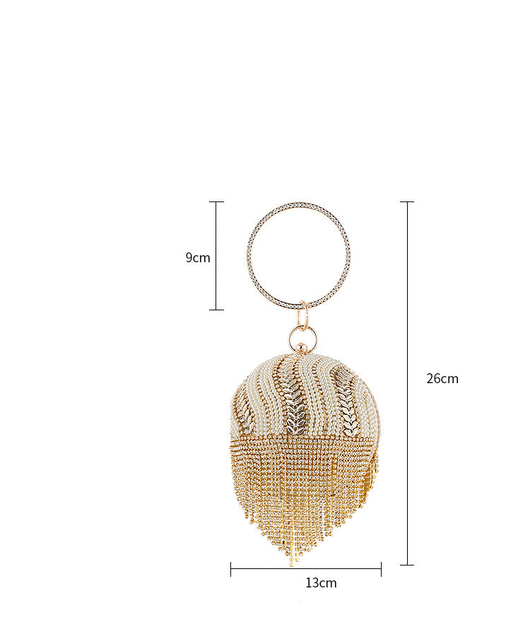 Tassel Rhinestone Pearl Ball Evening Bag HB2208