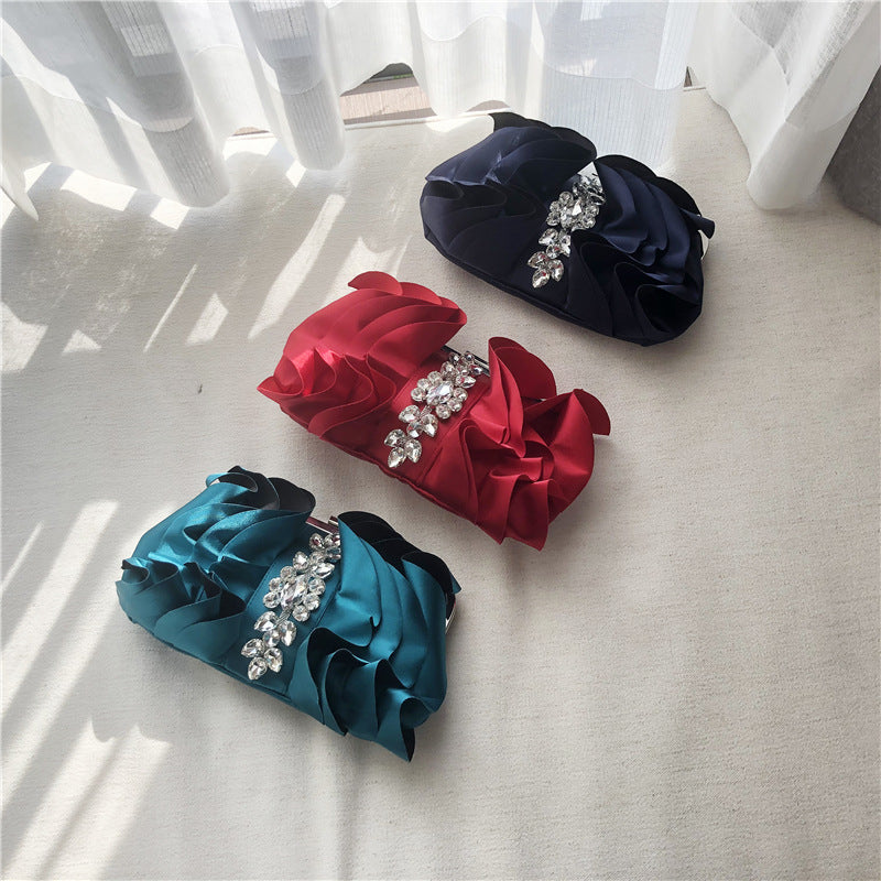 Floral Rhinestone  Satin Bag HB2246