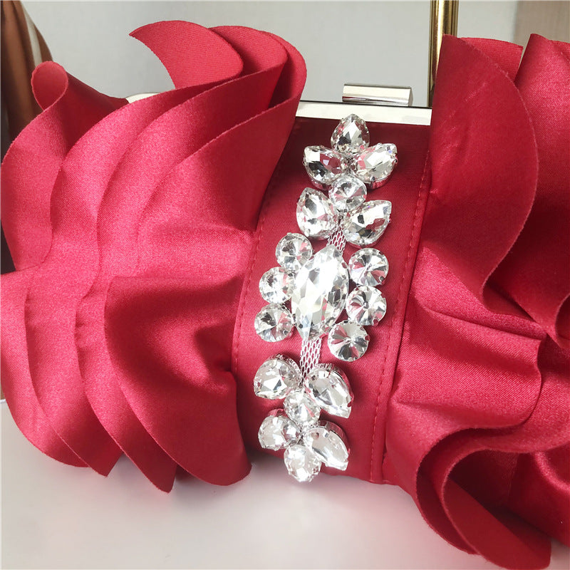 Floral Rhinestone  Satin Bag HB2246
