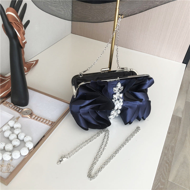 Floral Rhinestone  Satin Bag HB2246
