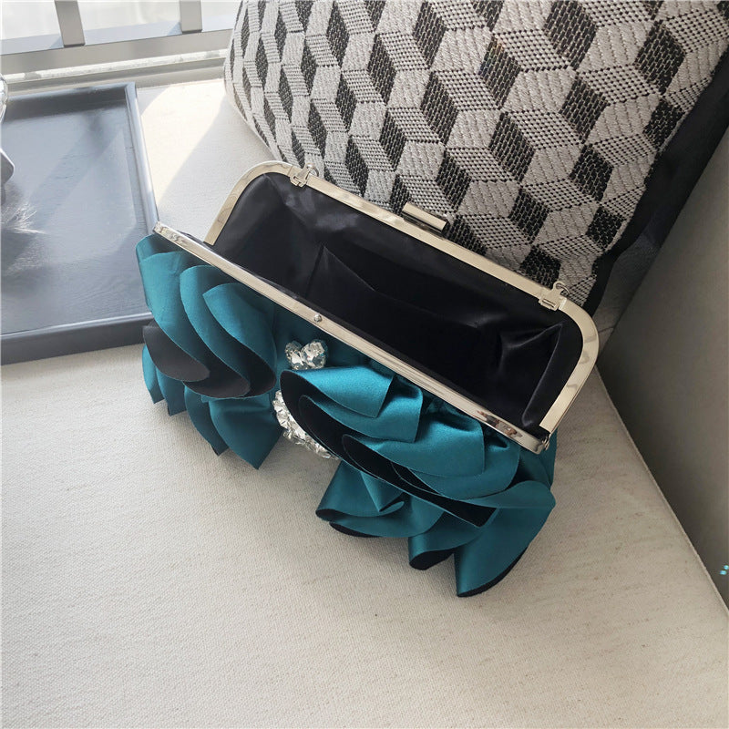 Floral Rhinestone  Satin Bag HB2246