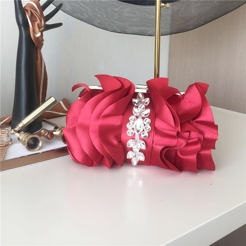 Floral Rhinestone  Satin Bag HB2246