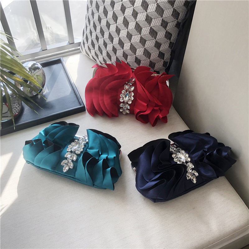 Floral Rhinestone  Satin Bag HB2246