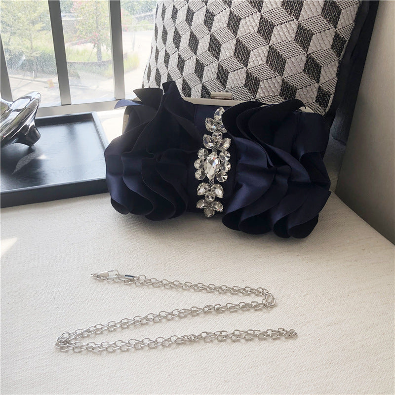 Floral Rhinestone  Satin Bag HB2246