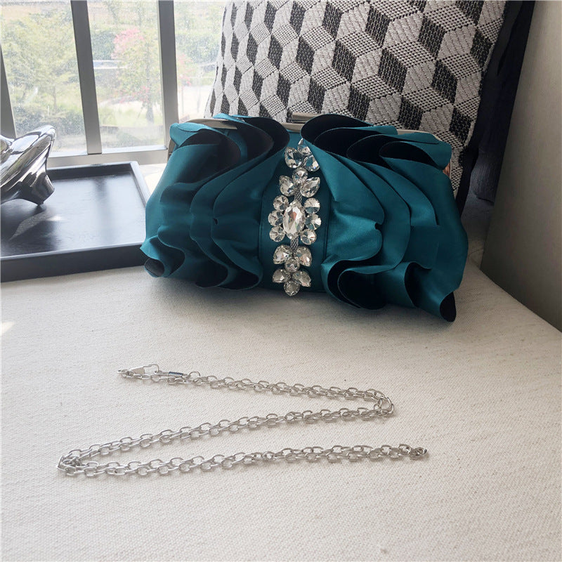 Floral Rhinestone Satin Bag HB2246