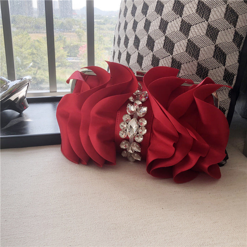 Floral Rhinestone  Satin Bag HB2246