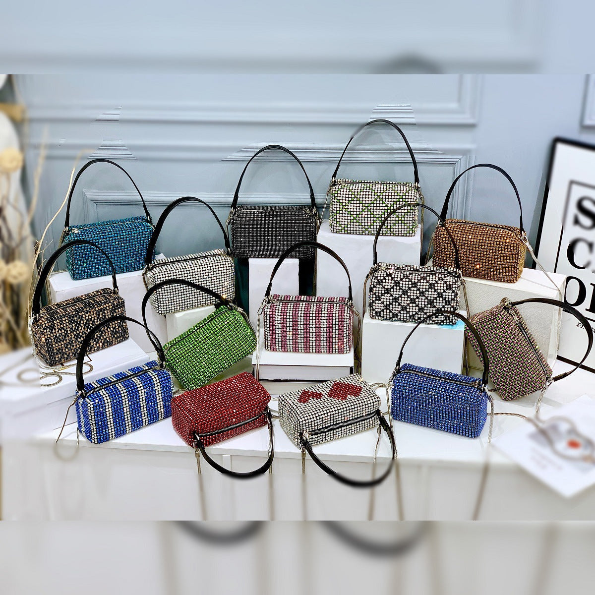 Rectangle Rhinestone Bag HB2276