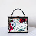 Floral Printed Square Pu Leather Handbag HB2297