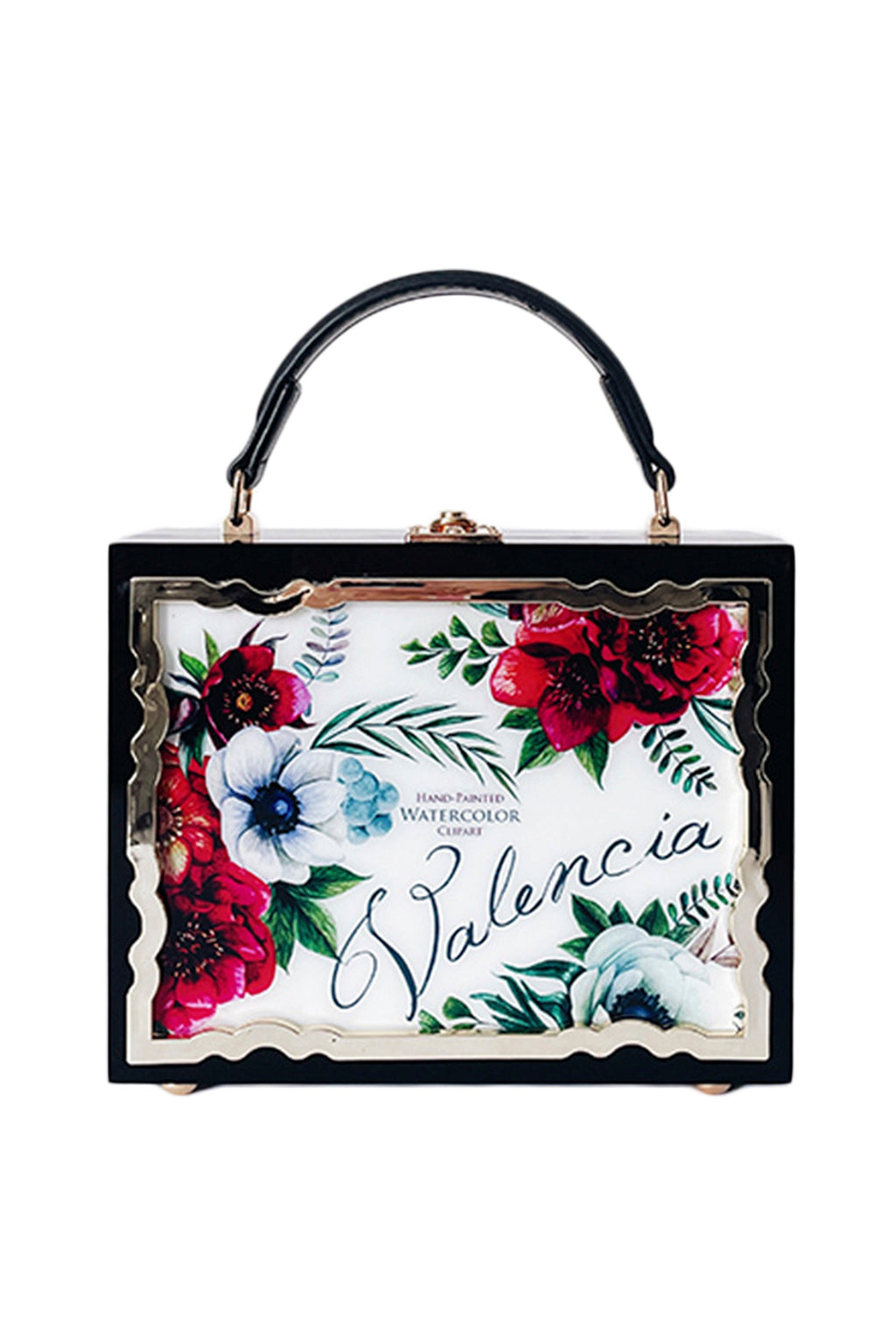 Floral Printed Square Pu Leather Handbag HB2297