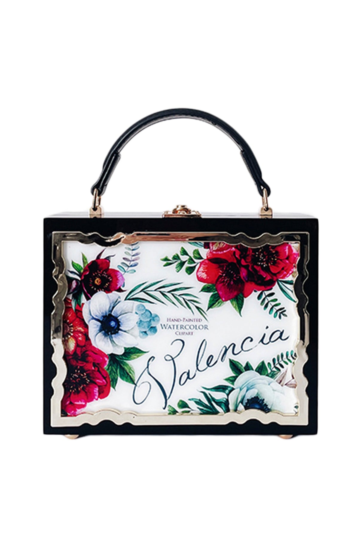 Floral Printed Square Pu Leather Handbag HB2297