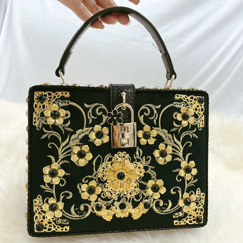 Floral Leather Square Bag HB2300