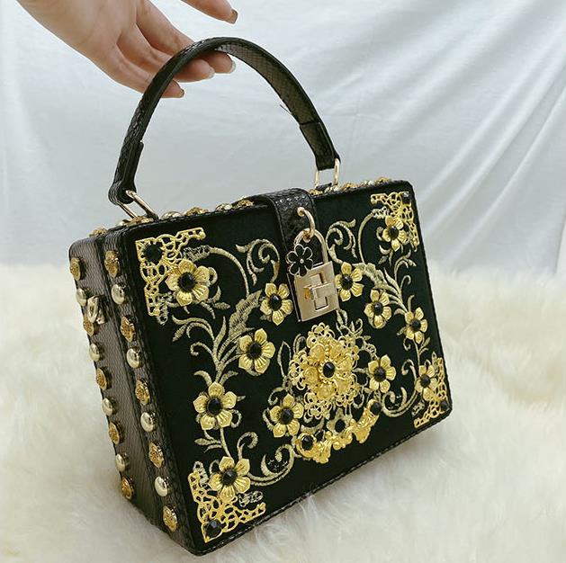 Floral Leather Square Bag HB2300