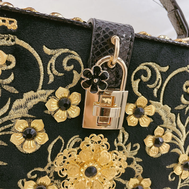 Floral Leather Square Bag HB2300
