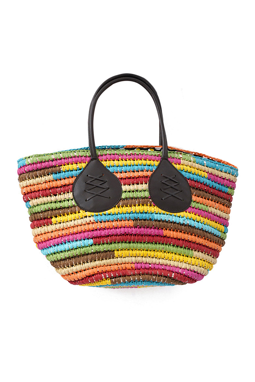 Rainbow Color Straw Tote Beach Bag HB2364