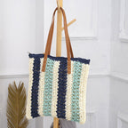 Striped Straw Tote Beach Bag HB2367