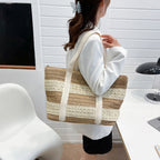 Striped Straw Tote Beach Bag HB2369
