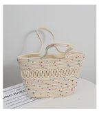 Multicolor Dotted Cotton Thread Tote Bag HB2373