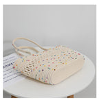Multicolor Dotted Cotton Thread Tote Bag HB2373