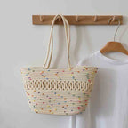 Multicolor Dotted Cotton Thread Tote Bag HB2373