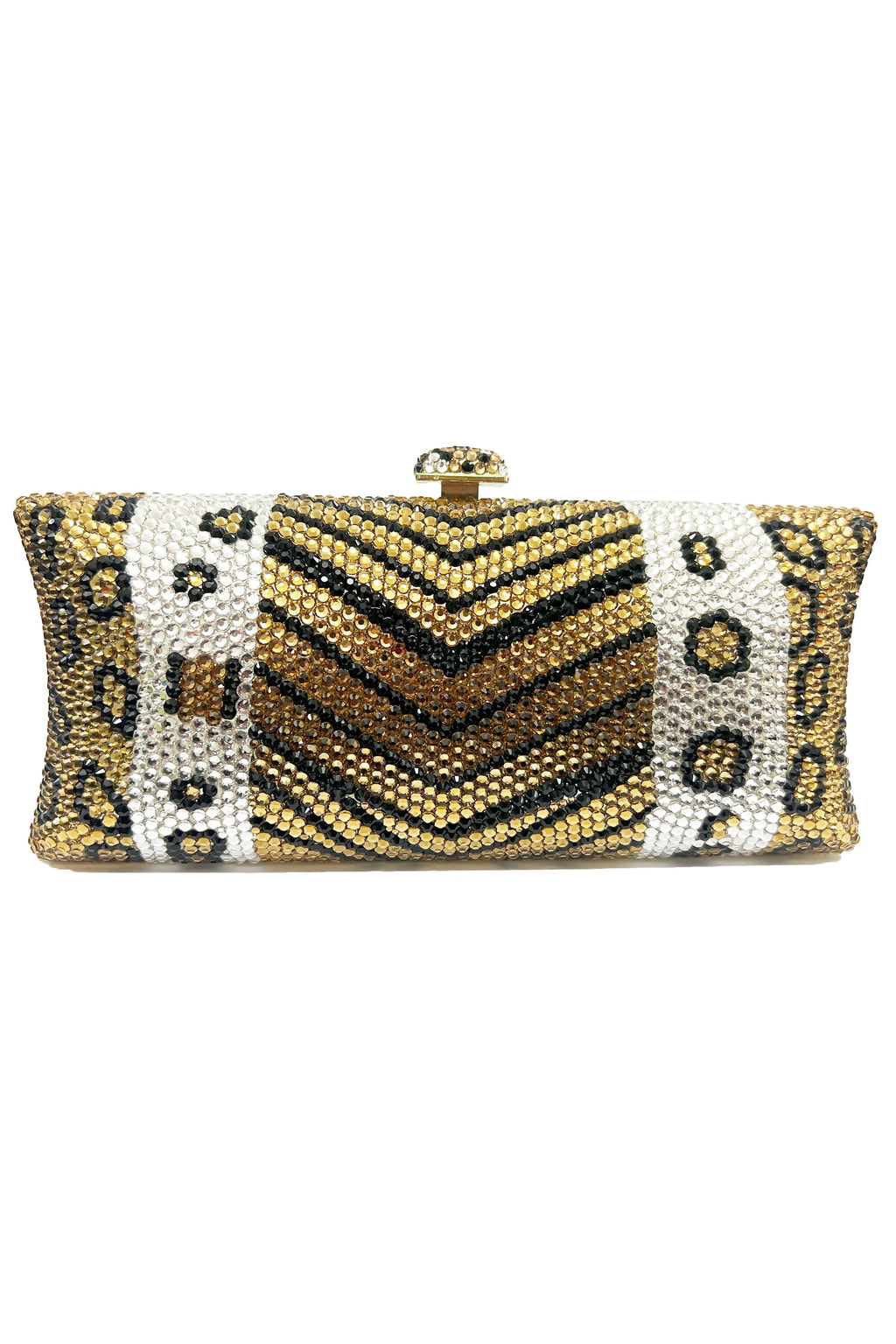 Animal Printed Rhinestone Rectangle Evening Bag HB2417