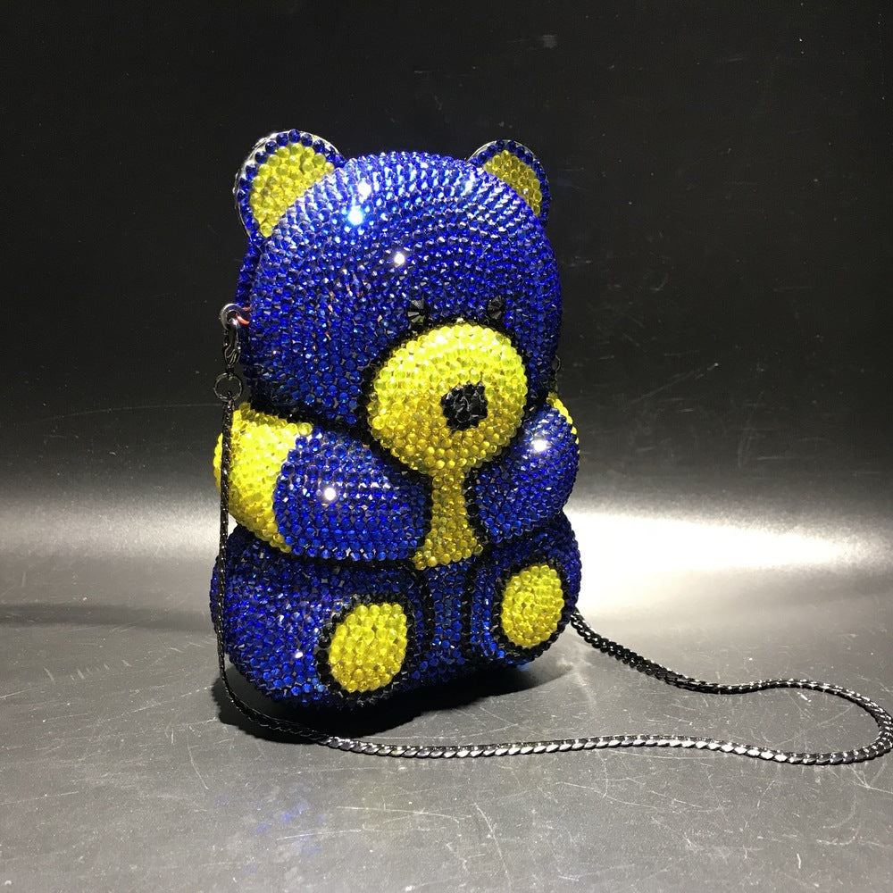 Bear Rhinestone Box Evening Bag HB2429