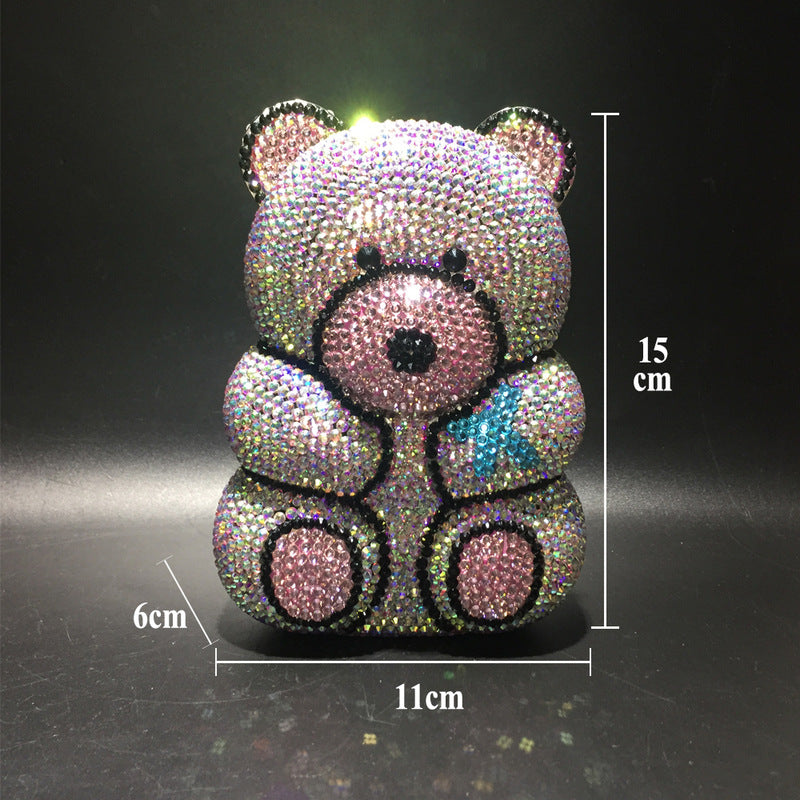 Bear Rhinestone Box Evening Bag HB2429