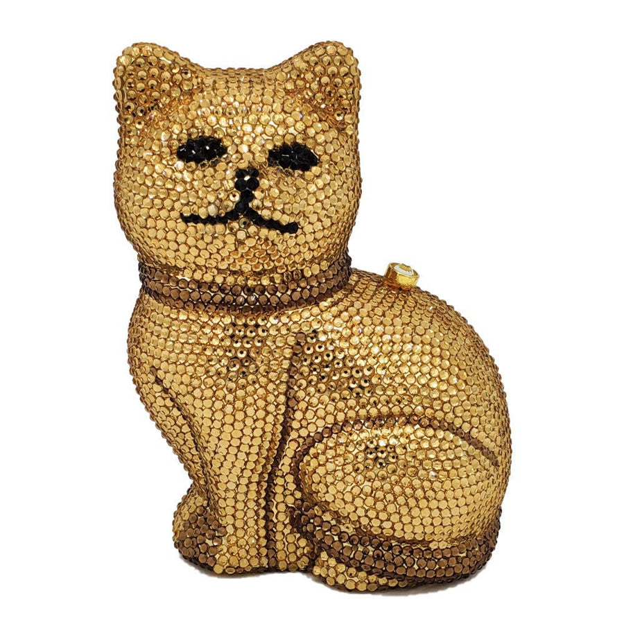 Golden Cat Rhinestone Evening Bag HB2430
