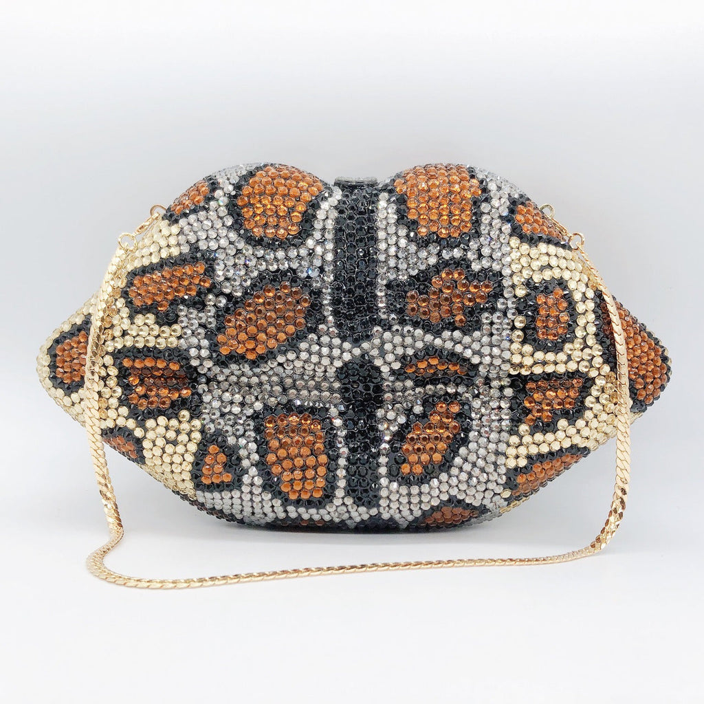 Animal Printed Rhinestone Evening Bag HB2435