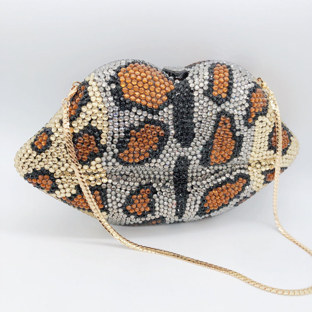 Animal Printed Rhinestone Evening Bag HB2435