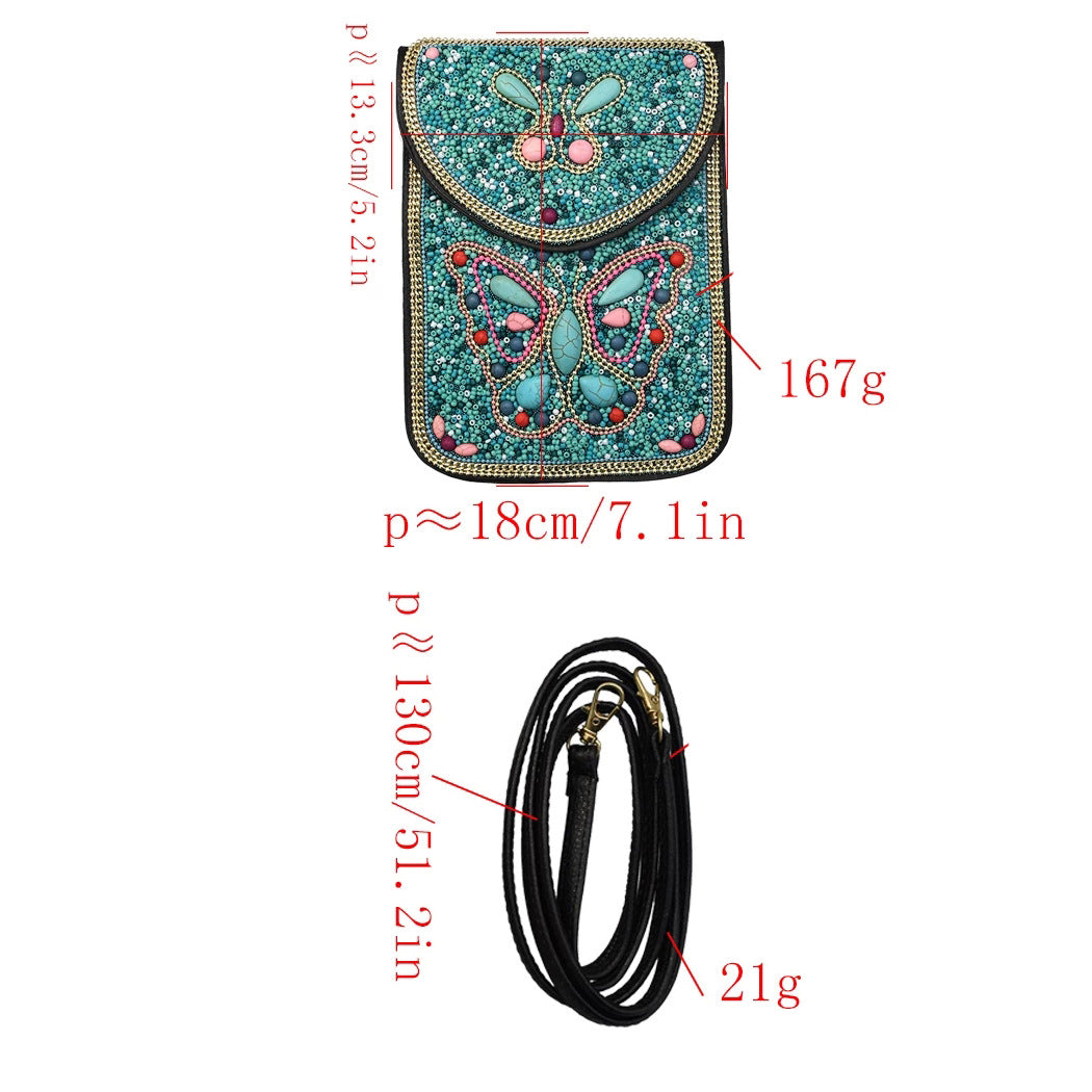 Elephant Turquoise Seed Bead Crossbody HB2474
