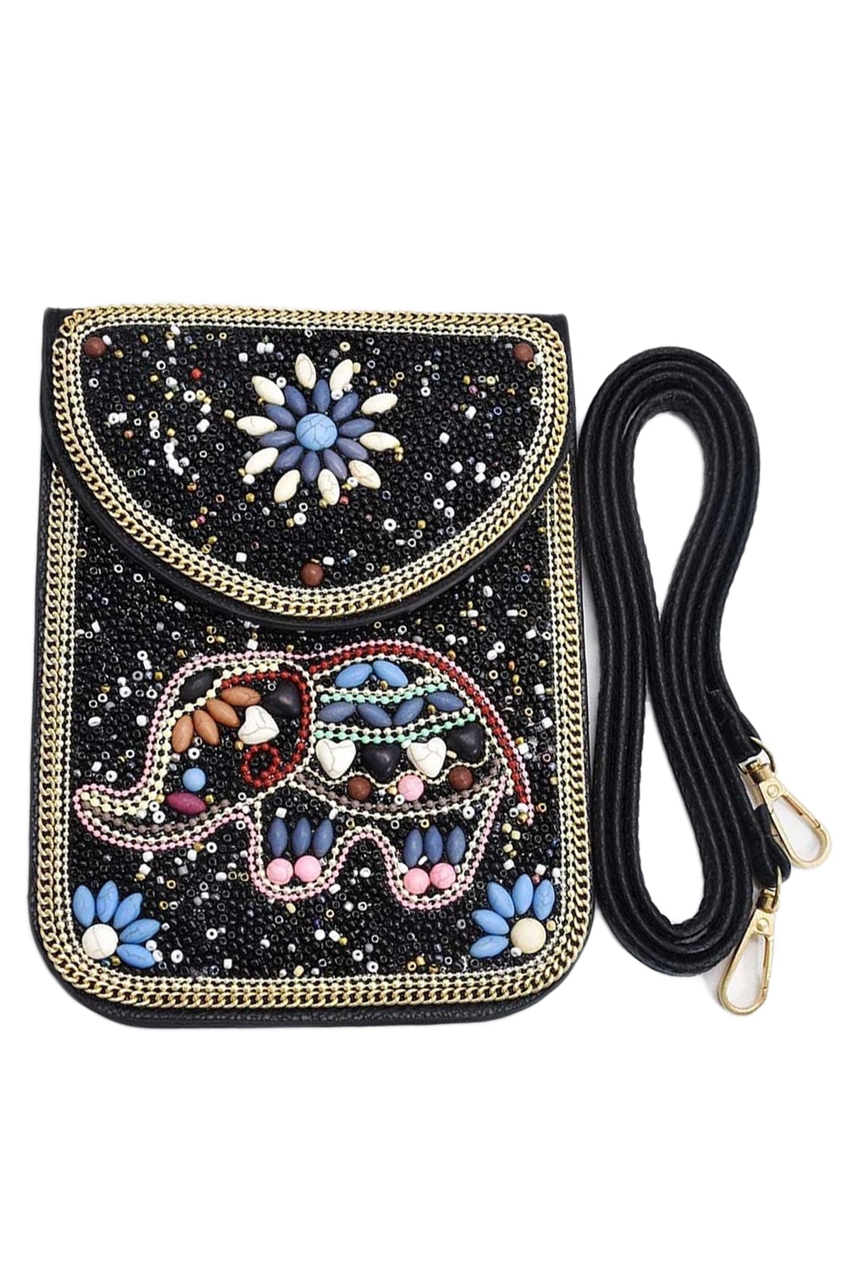 Elephant Turquoise Seed Bead Crossbody HB2474
