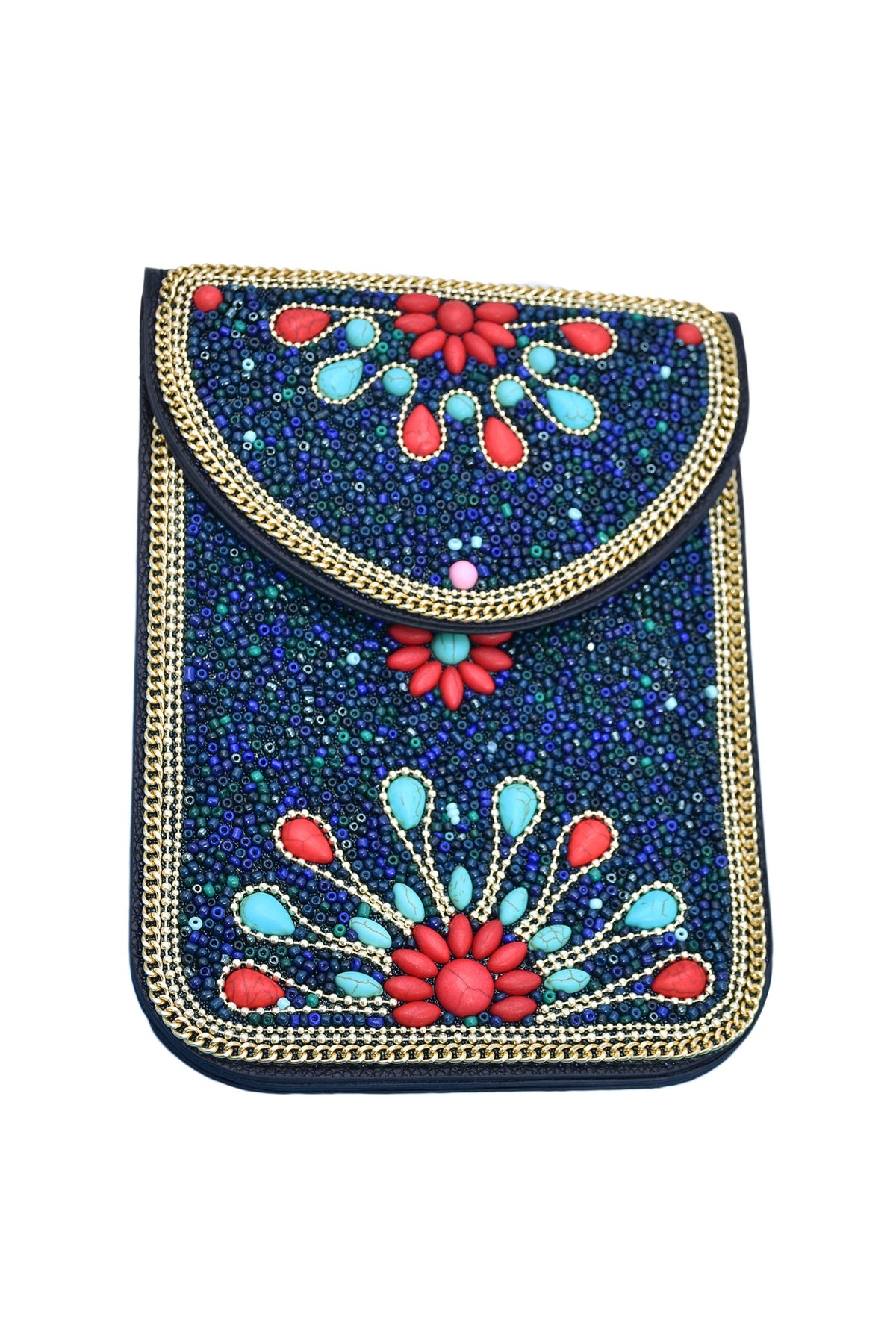 Floral Turquoise Seed Bead Crossbody HB2475