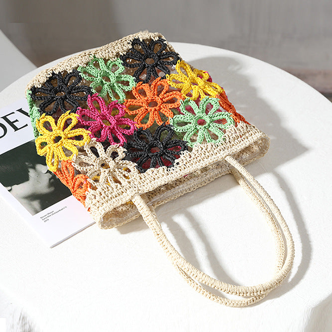 Floral Hollow Braided Tote Bag HB2485