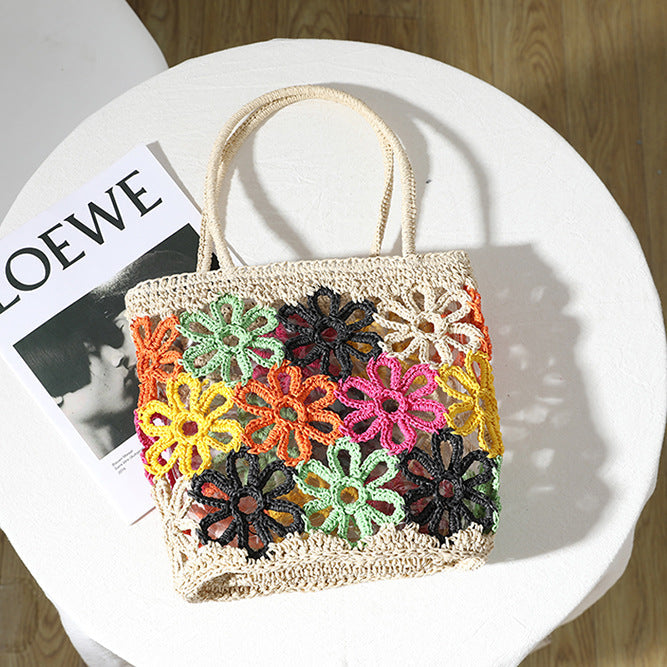 Floral Hollow Braided Tote Bag HB2485