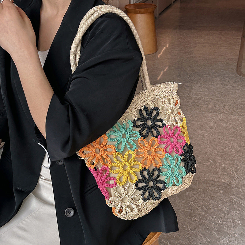 Floral Hollow Braided Tote Bag HB2485