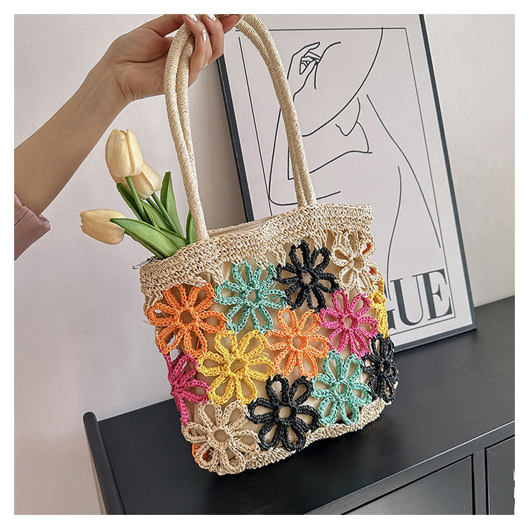 Floral Hollow Braided Tote Bag HB2485