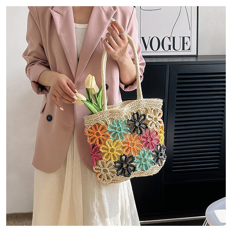 Floral Hollow Braided Tote Bag HB2485