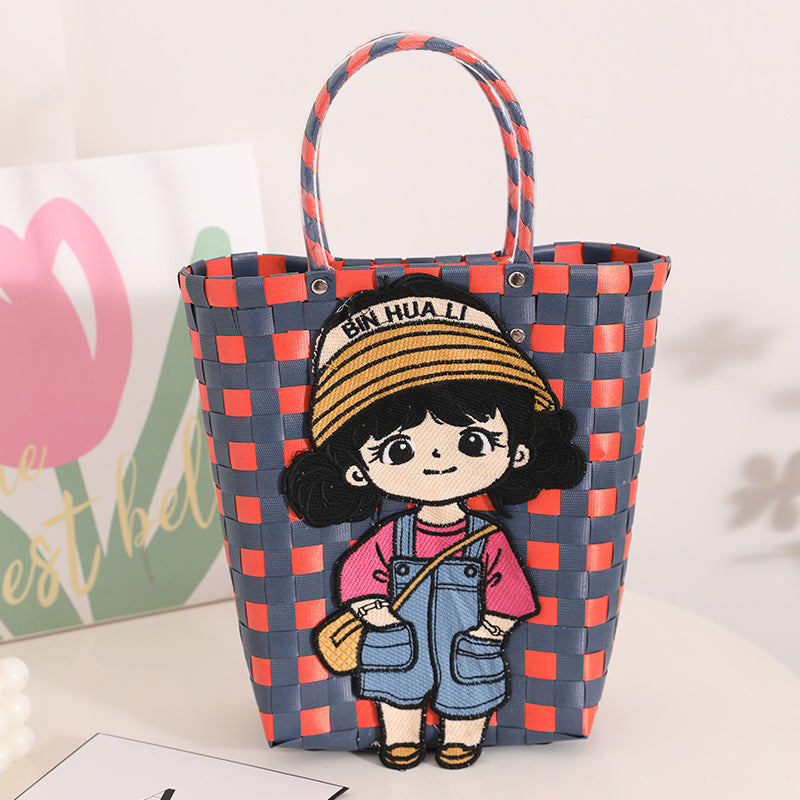 Girl Straw Braided Tote Bag HB2488