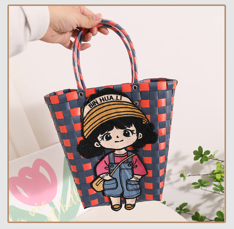 Girl Straw Braided Tote Bag HB2488