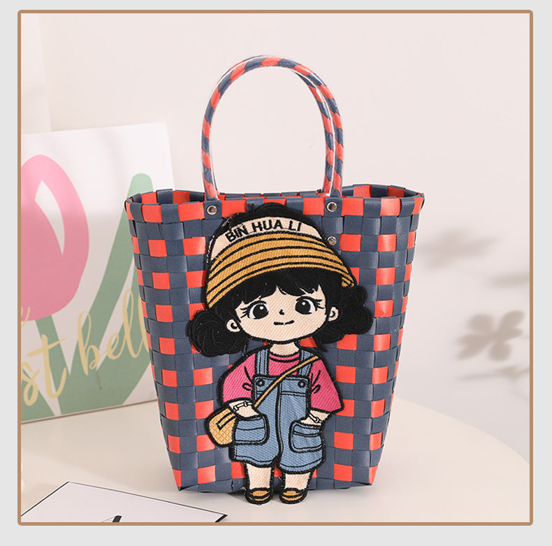 Girl Straw Braided Tote Bag HB2488