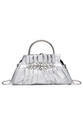 Glass Drill Pleated Pu Leather Bag HB2522