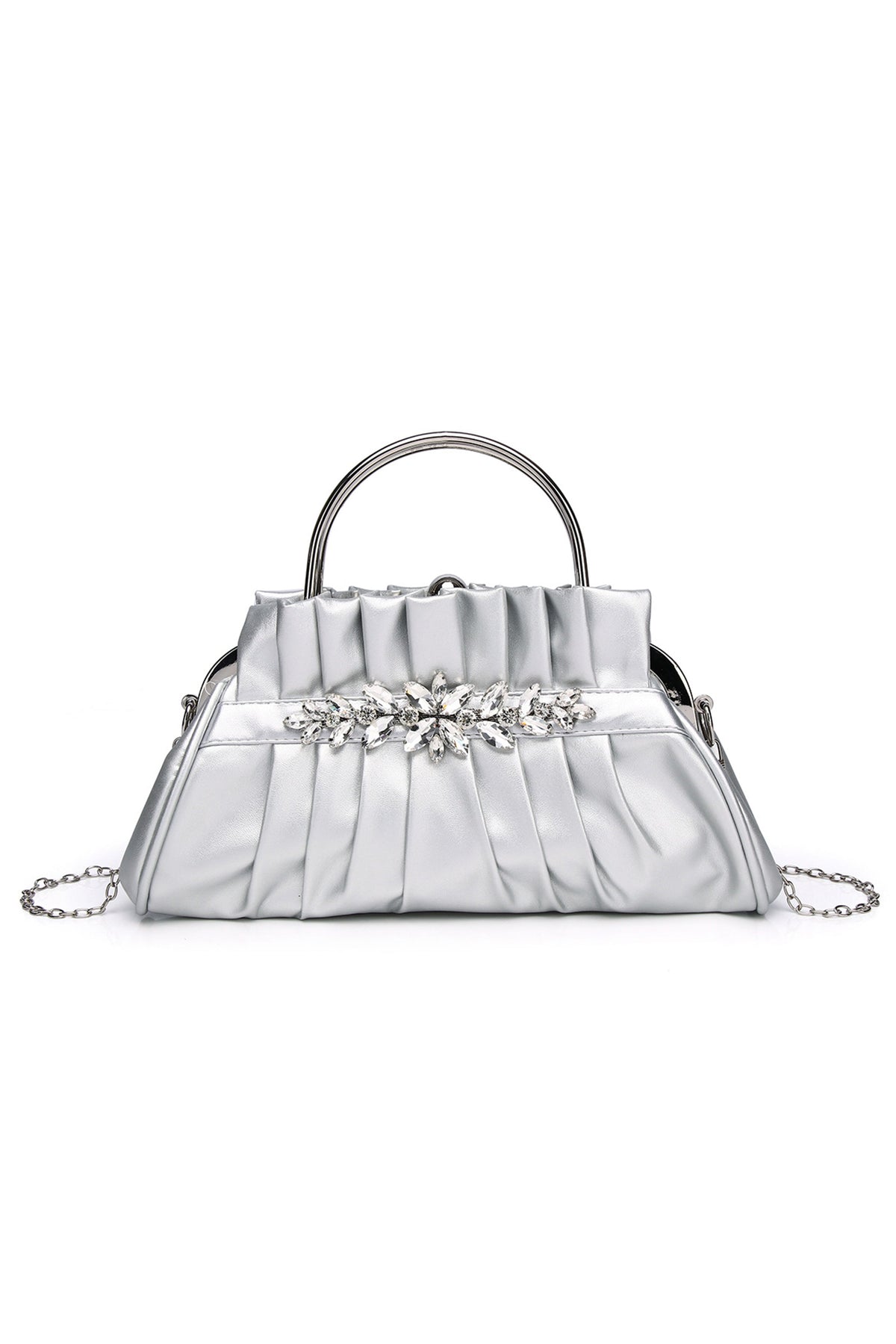 Glass Drill Pleated Pu Leather Bag HB2522